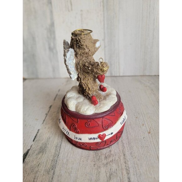 Vintage Valentine AS IS windup music box bear cupid heart home decor - Picture 8 of 11